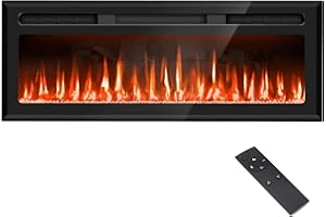 SIXFIVSEVN 50" Mirrored Electric Fireplace Wall Mounted and Recessed, Ultra-Thin Electric Fireplace Inserts, Fireplace Heater and Linear Fireplace with Timer/Remote Control/12 Adjustable Flame Color, 750w/1500w