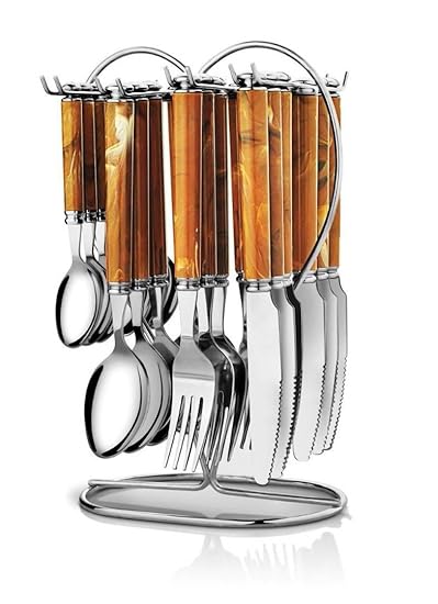 POG Galaxy Stainless Steel Cutlery Set, 25-Pieces, Brown