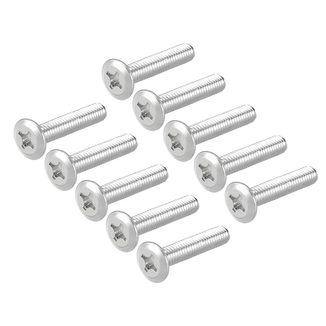 sourcing map M6x30mm Phillips Head Machine Screws Zinc Plated Cross Screw Leather Fasteners Bolts, Full Thread Carbon Steel 10Pcs