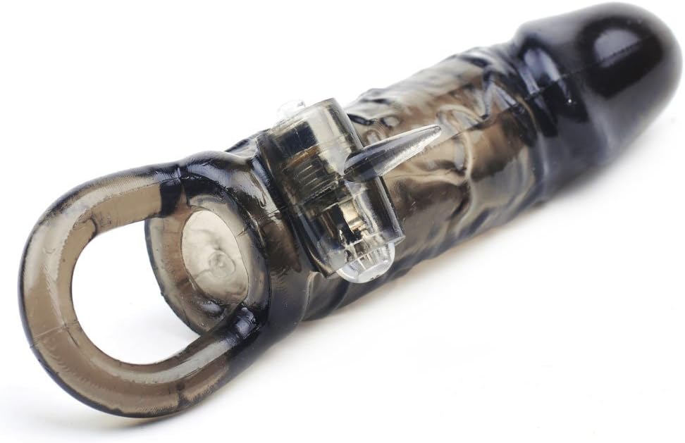 PleasureBox Black Vibrating Penis Sleeve Cock Ring with Added Rabbit Vibration Stimulator - Image 4
