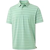 Rouen Mens Golf Shirt Moisture Wicking Dry Fit Performance Stripe Casual Collared Short Sleeve Golf Polo Shirts for Men