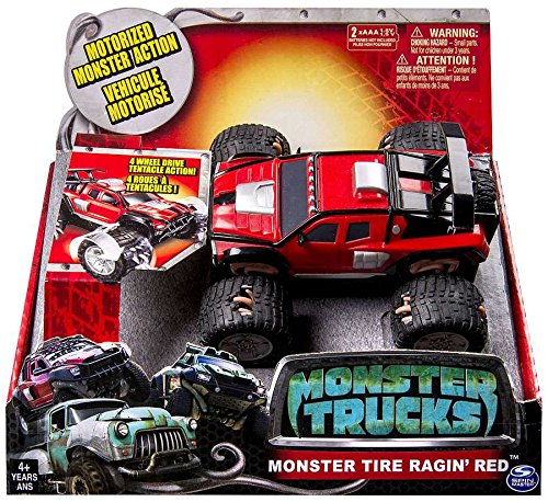 Monster Truck Big Stompin' Truck - MONSTER TIRE RAGIN' RED - Motorized Monster Action, 4 Wheel Drive