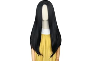 M MISS U HAIR Miss U Hair Kids Child Long Straight Black Wig Middle Part Girls Party Cosplay Wig Halloween Hair Wig