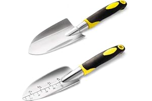 SXBBSMC Garden Trowel, Hand Shovel, 2 Piece Cast-Aluminum Heavy Duty with Soft Rubber Handle Gardening Tools, Small Hand Tool