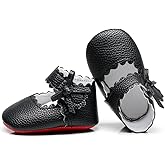 HONGTEYA Baby Girls Ballet Dress Shoes - Mary Jane Soft Sole Sidebow Toddler Moccasins