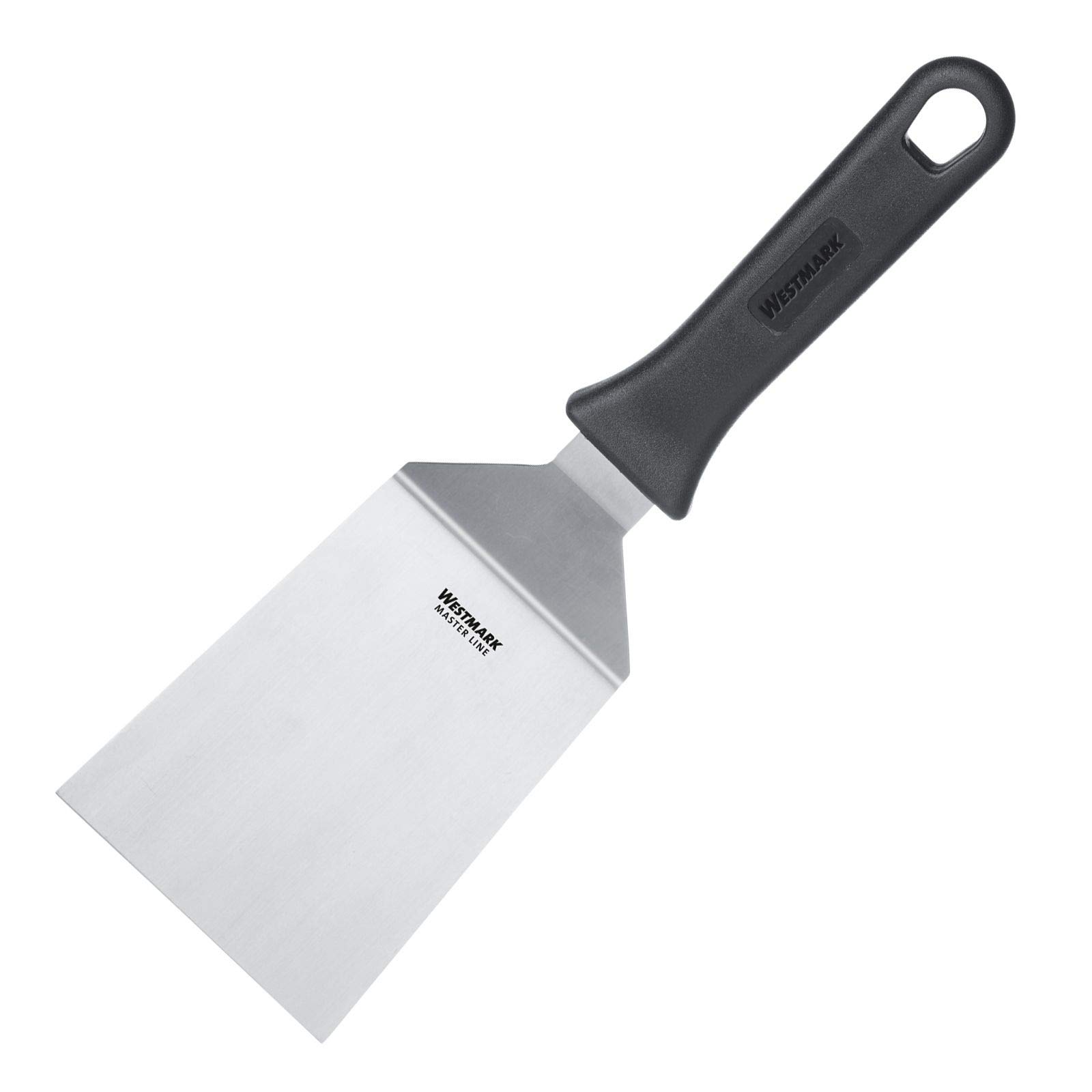 Westmark Professional Grill Spatula, angled, rigid, solid, blade size: 9.5 x 11.5 cm, length: 29 cm, stainless steel/plastic, Master Line, black/silver, 134422E1