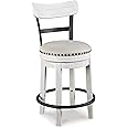 Signature Design by Ashley Valebeck 24.5" Modern Swivel Counter Height Barstool, Whitewash