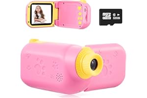 Loyang Kids Video Camera Digital Camcorder - Christmas Birthday Gifts for Children 3 4 5 6 7 8 9 10 Years Old, Kids Mini Sport DV for Girls and Boys Toy with 32GB SD Card & 2.4" Screen-Pink
