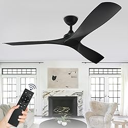 DIGLED 60 Inch Ceiling Fan No Light, Walnut Rustic