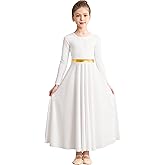 Sanmsoner Girls Praise Dance Dress Long Sleeve Liturgical Metallic Church Robe