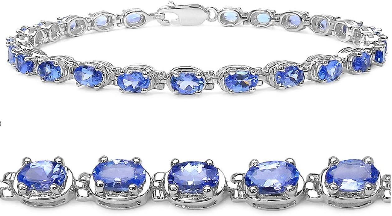 Tanzanite Tennis Bracelet Crafted in Sterling Silver(7 1/4