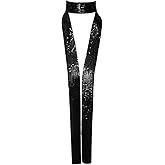 LHXzizizi Metal Sequin Ties for Women Long Skinny Scarves, Sparkly Glitter Scarf Necktie Belt for Party Prom Wedding Daily