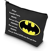 LEVLO Bat Classic Logo Make Up Bag - Cosmetic Gift, Stronger Smarter Than You Think, Black Zipper Pouch