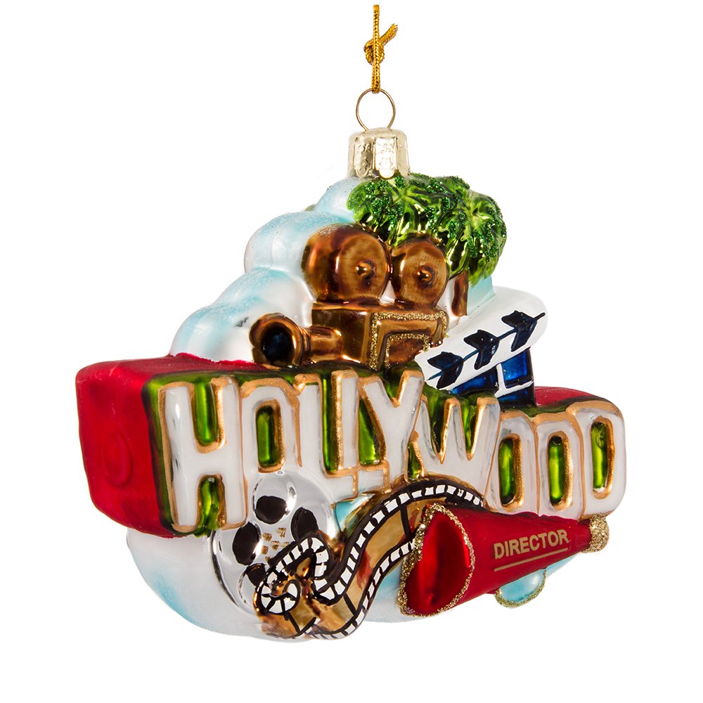 Kurt Adler Glass Hollywood Sign Ornament, 5-Inch