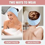 KinHwa 3 Pack Spa Facial Headbands Adjustable Microfibre Blue view 5