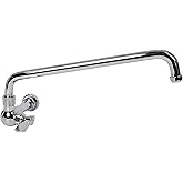 AA Faucet Single Wall Mount Commercial Manual Wok Range Faucet with 14" Swing Spout, Brass Construction Chrome Polished for Restaurant Kitchen NSF Approved