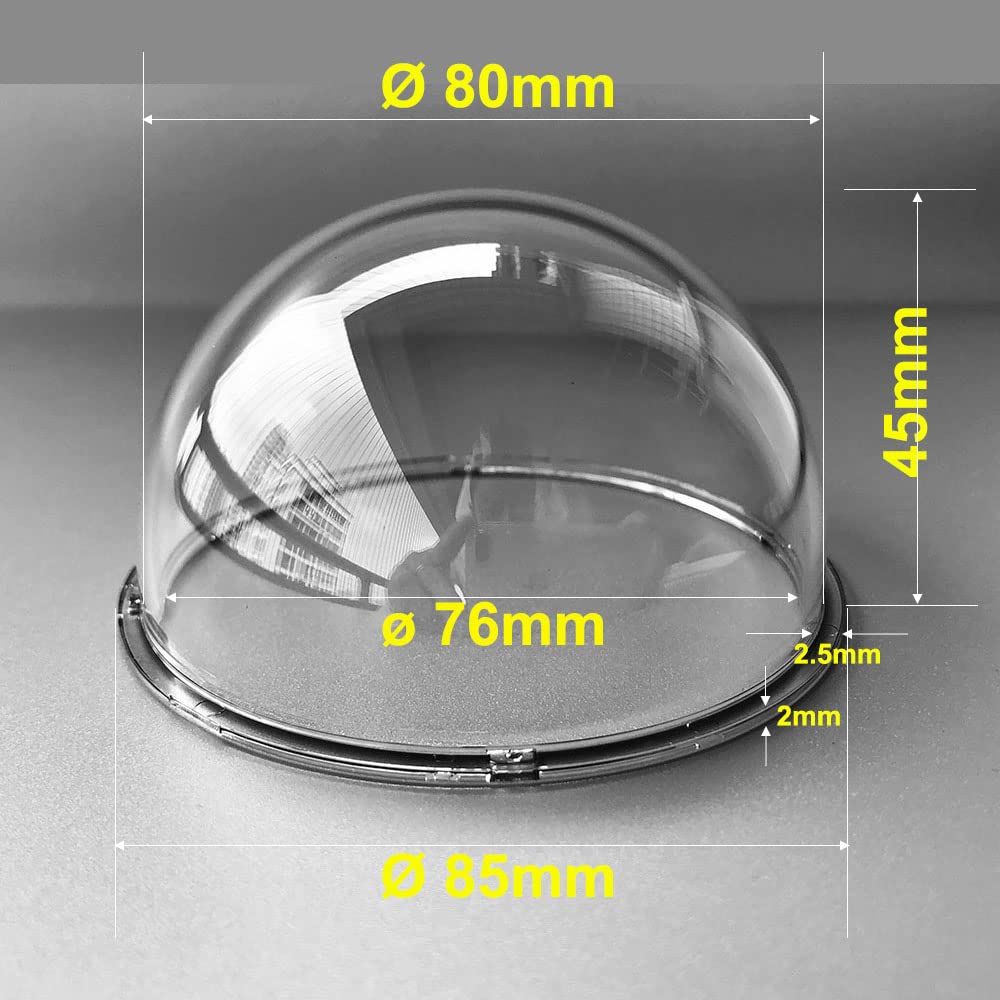 3.3 Inch Acrylic Clear Dome Cover, Security CCTV Camera Housing Transparent Case Cover, Outer Clear Glass Hemisphere Shell for Hikvision Samsung 85x45mm, Non-Electronic Replacement Cover