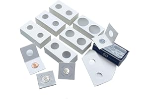 XXMBBJY 300 Pcs Cardboard Coin Flips, 6 Assorted Sizes 2" x 2" Pockets Coin Holders for Colletors, The Coin Collection Supplies for Dollars, Penny, Quarter, Nickels Collecting