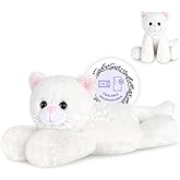 SuzziPals Heatable & Coolable White Cats Stuffed Animals, Microwave Heating Pad Animal for Discomfort, White Cats Plush for Companion, Cat Plushies Lavender Stuffed Animal, Stuffed Cat Toys Gift