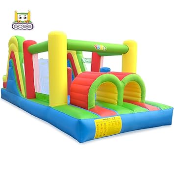 Yard Giant Inflatable Obstacle Course Large Climbing Wall Slide Super Combo Bounce House 6 In 1 Blower