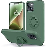 MOCCA Compatible with iPhone 14 Plus Phone Case with Ring Stand | Super Soft Microfiber Lining | Full-Body Anti-Scratch Liquid Silicone Case for iPhone 14 Plus Women Girls 6.7inch - Pine Green