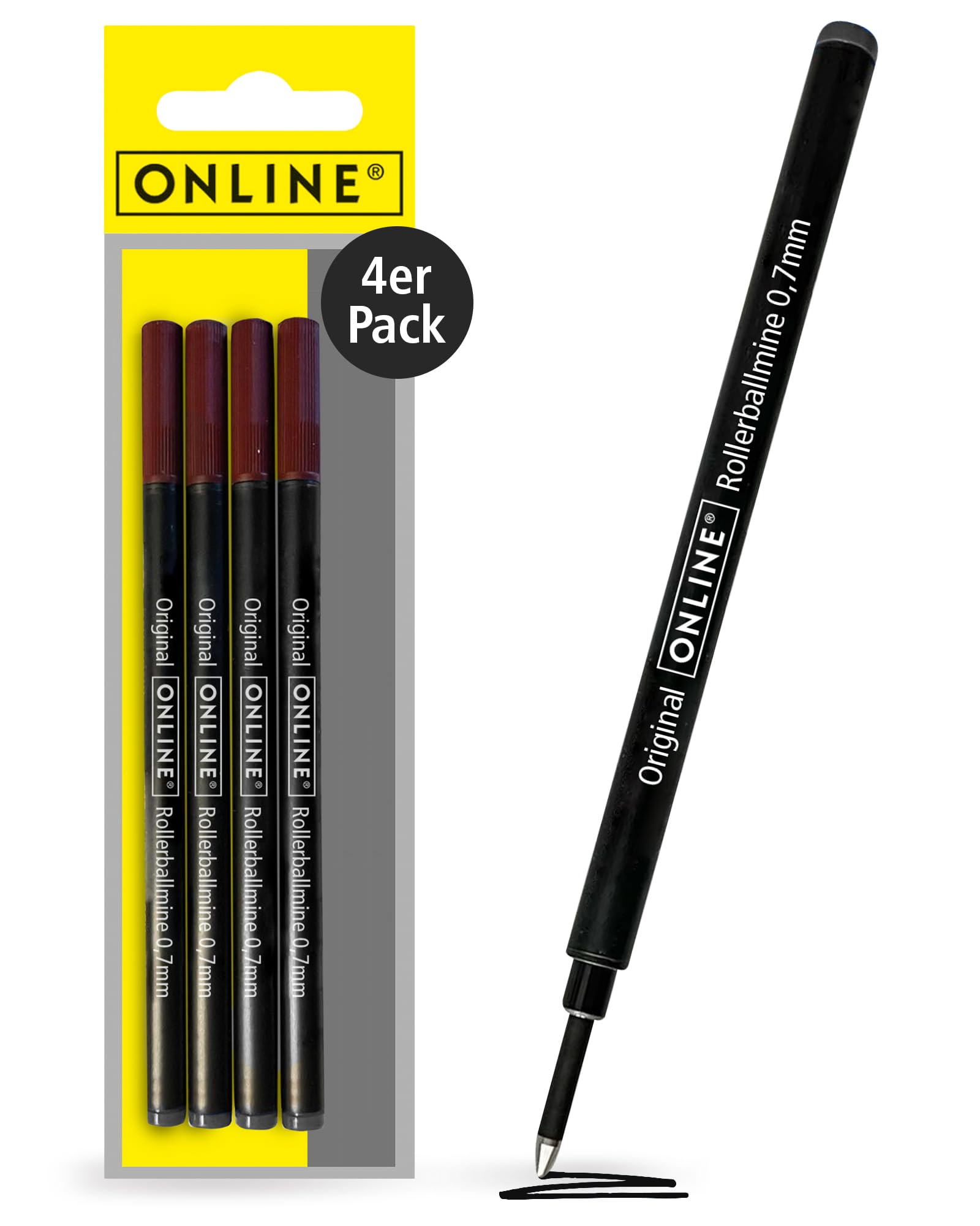 Online 4X Rollerball Refills Compatible with Faber-Castell Senator Schneider Black Permanent Medium Line Thickness 0.7 mm