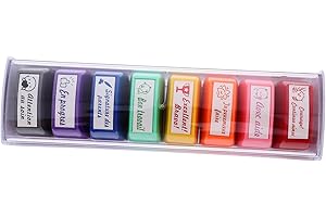 GRIRIW 8pcs Assorted Color Teacher Seal in French School Classroom Supplies Elementary Teacher Stamp DIY Stamps for Classroom