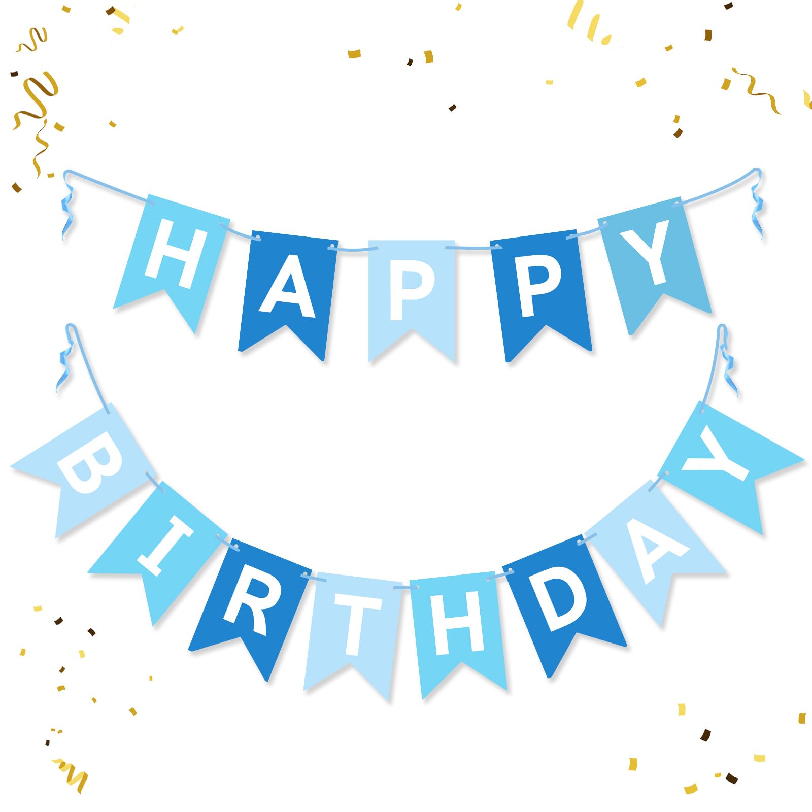 Photo 1 of GBAUKAFHE Blue Happy Birthday Banner Birthday Sign for Backdrop Happy Birthday Decors for Women Girls Kids Birthday Party Wall Door Garland Bunting Banner Party Women Kids Baby Shower Hanging Decor