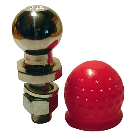 Timtina Anhängerkupplungskugel 50mm 3,5t Kugelkopfbolzen gerade Ackerschiene (3500 kg, Silber+roter Abdeckball)