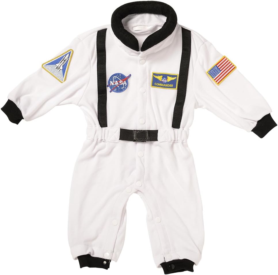 Aeromax Jr. Astronaut Suit with NASA patches and diaper snaps,WHITE, Size 6/12 Months: Clothing