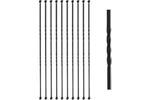 AIOKLY 10-Pack Stair Balusters,1/2" x 44",Hollow Double Twist Balusters for Staircase Interior with 20 Swivel Shoes Iron Balusters for Staircase