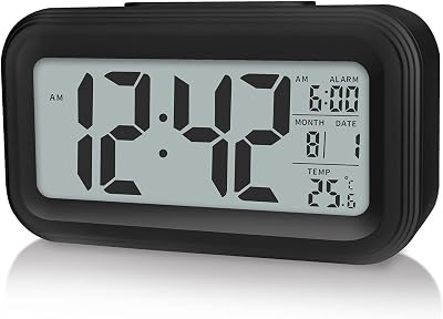 Hiseeyo Upgraded Digital Alarm Clock 4.3" LED Display Temperature Large Numbers