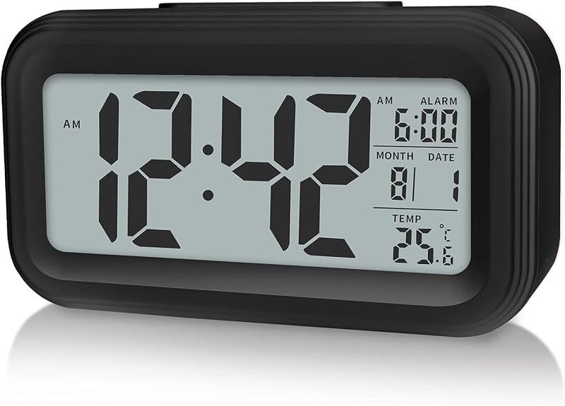 Hiseeyo Upgraded Digital Alarm Clock 4.3" LED Display Temperature Large Numbers