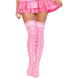 Littleforbig Unisex Sissy Baby Print Thigh High Stretchy Silk Stockings | Skin-friendly, Breathable, Elastic fit, All-over pr