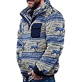 Zhyaj Western Sweatshirts for Men Aztec Fleece Pullover Sweatshirts Mens Vintage Print Fuzzy Sweatshirt