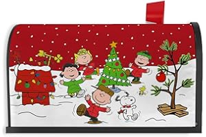 YARCOOLY Christmas Mailbox Cover Christmas Letterbox Covers White Dog New Year Winter Xmas Mailbox Decor Red Christmas Decorations for Outdoor Garden Yard Mailbox