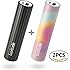 Luxtude 2PCS Premium Mini 2x3350mAh Lipstick-Sized Portable Charger, One of the Most Compact Power Bank, Stylish myColors Series External Battery for iPhone, iPad, Samsung Galaxy and More(Black&Color)