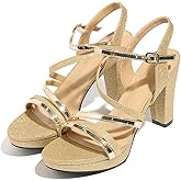 Lyngixko Block Heeled Platform Sandals Chunky Open Toe Shoes for Women