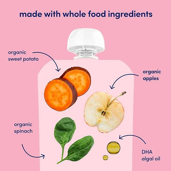 CEREBELLY BABY FOOD POUCHES – ORGANIC VEGGIE PUREES FOR TODDLERS | NO ADDED SUGAR, FIBER, NON-GMO | BLENDED TODDLER POUCHES | 4 OUNCE BPA-FREE POUCH | SPINACH APPLE SWEET POTATO | 6 COUNT