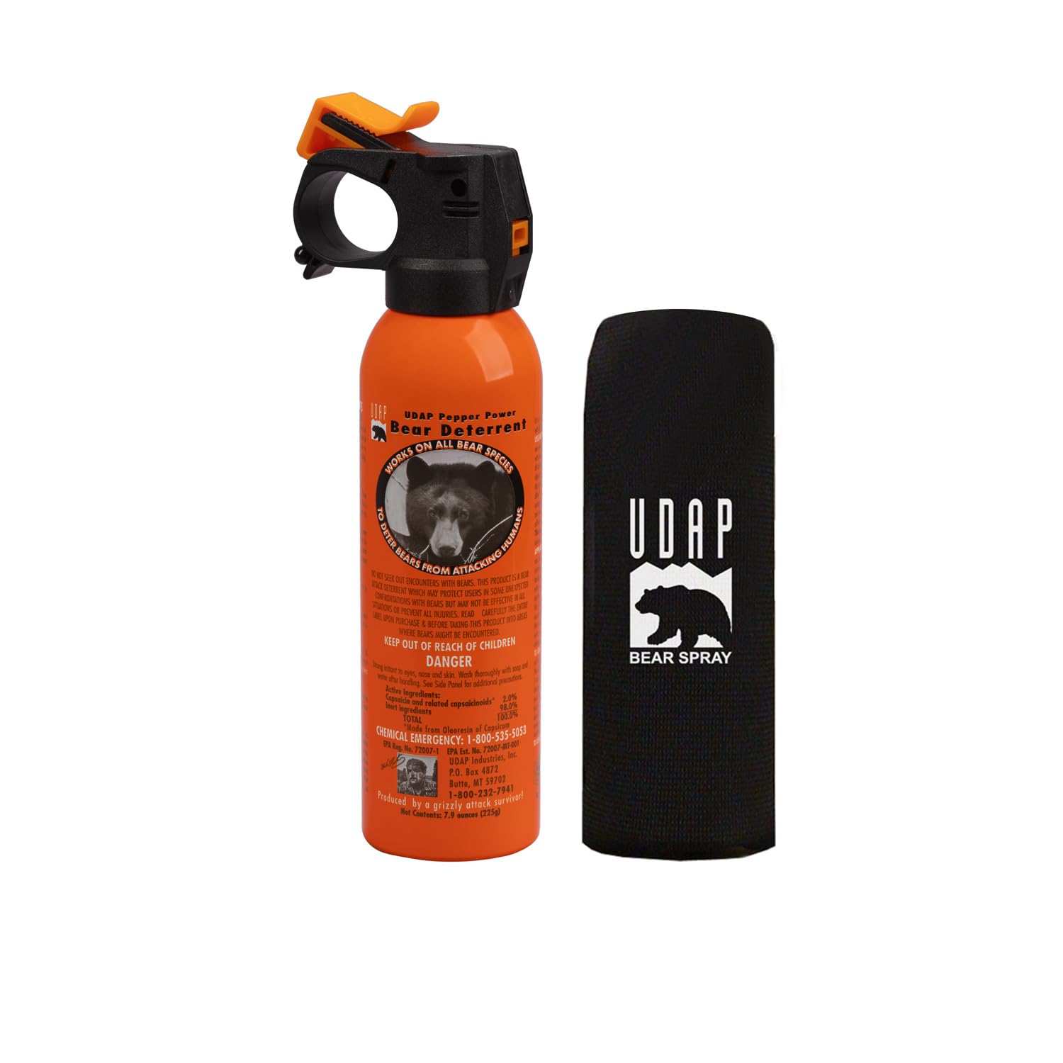 UDAP Pepper Power 12VHP Safety Orange Bear Spray