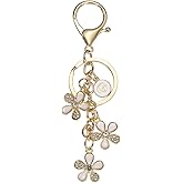 PATIKIL Initial Letter Flower Keychain, Cute Cherry Blossom Rhinestone Keyring for Women Girls Purse Backpack