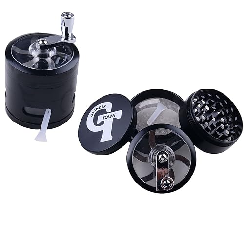 GT 2.5 Inch 4 Piece Tobacco Spice Herb Grinder (BLACK)