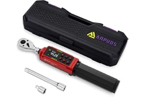 ANPUDS 3/8-inch Drive Digital Torque Wrench, 0.66-44.3Ft.lbs/0.9-60Nm, Electronic Torque Wrench, Inch Pound Torque Wrench Set with ±1% Accuracy, Vibration, Buzzer and LED Notification for Bicycle