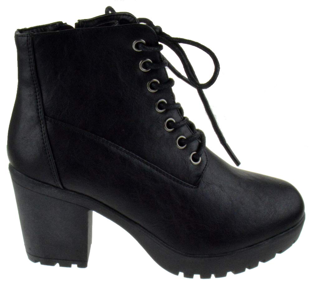 Forever Plus Womens Chunky Heel Platform Side Zipper Booties - Image 3