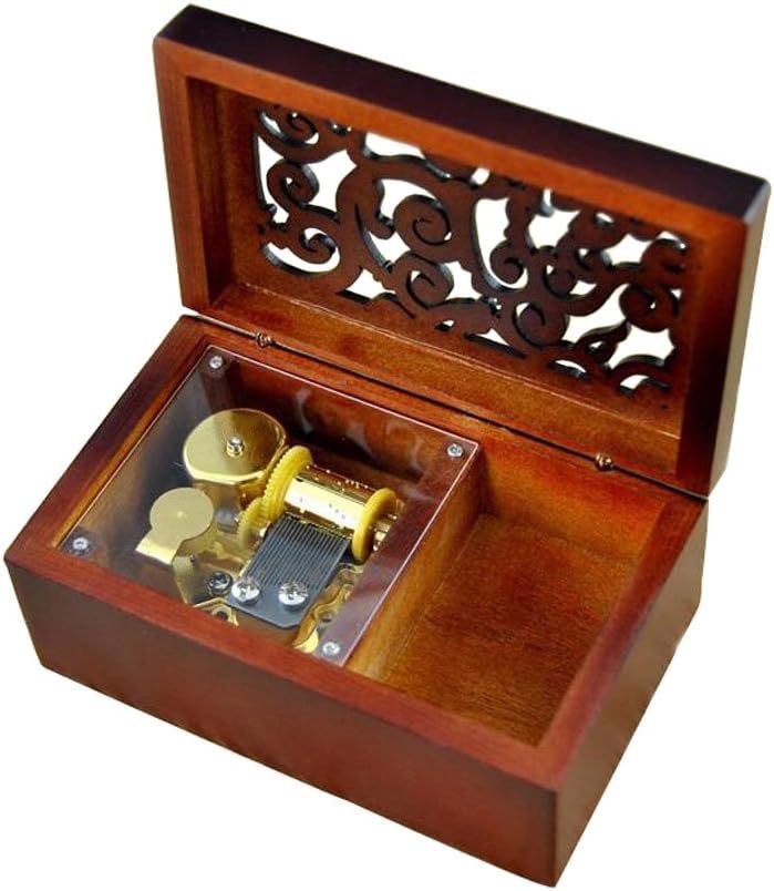 FnLy Antique Engraved Wooden WindUp Musical Box,You Are My Sunshine