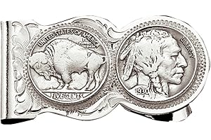 Montana Silversmiths Made in the USA Western Lifestyle Money Clip (Buffalo Indian Nickel Scalloped)