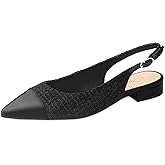 WONDERWAY Women Slingback Flats Tweed Pointed Toe Slingback Flats Cap Toe Dress Shoes for Women
