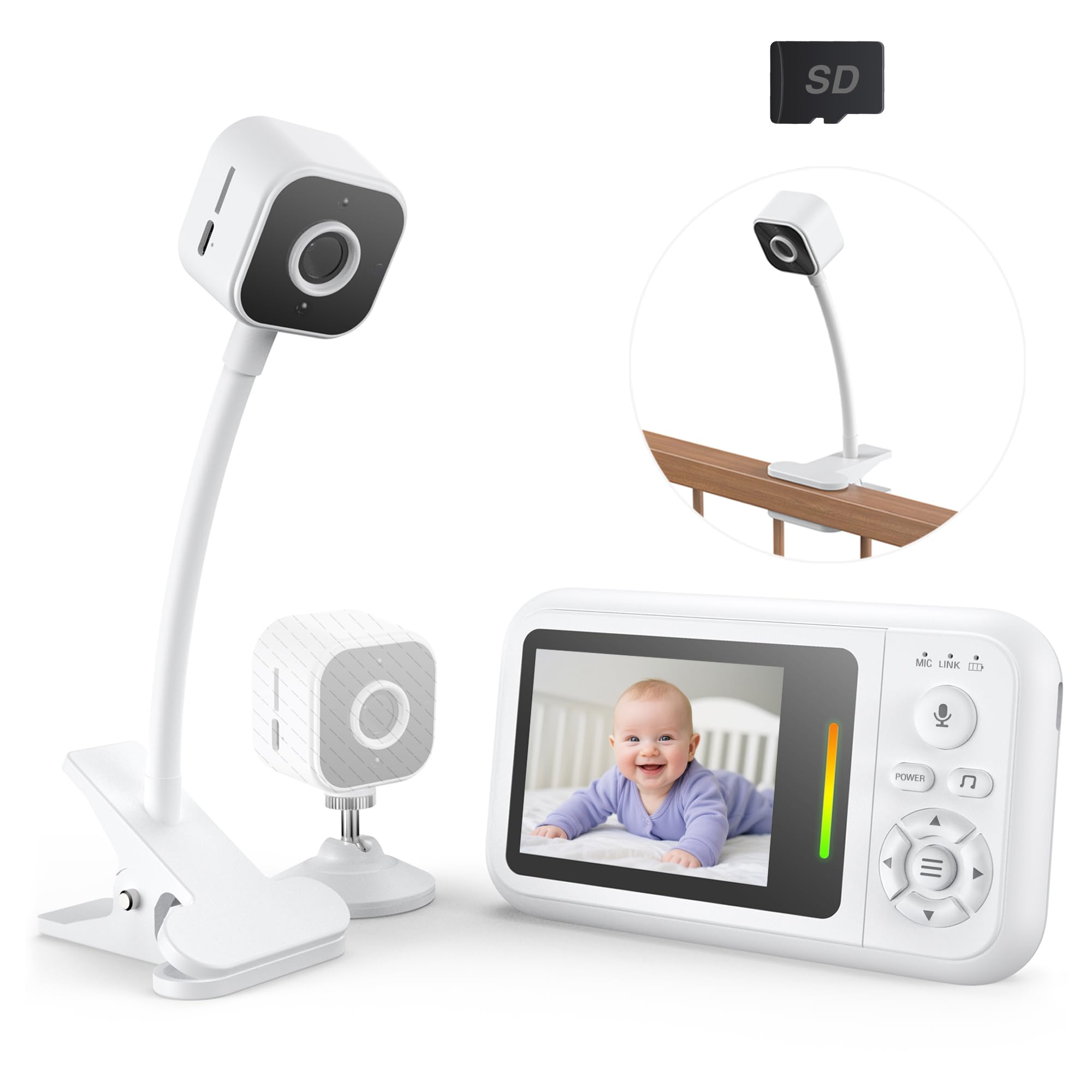 Photo 1 of NUOTUN Baby Monitor with Camera and Audio, Baby Monitor No Wifi with Clip for Crib & Stand, Portable 2.8’’ HD Monitor 1080P Video, NightVision, VOX, 2-Way Audio, Temp Sense & Lullabies, SD card Includ