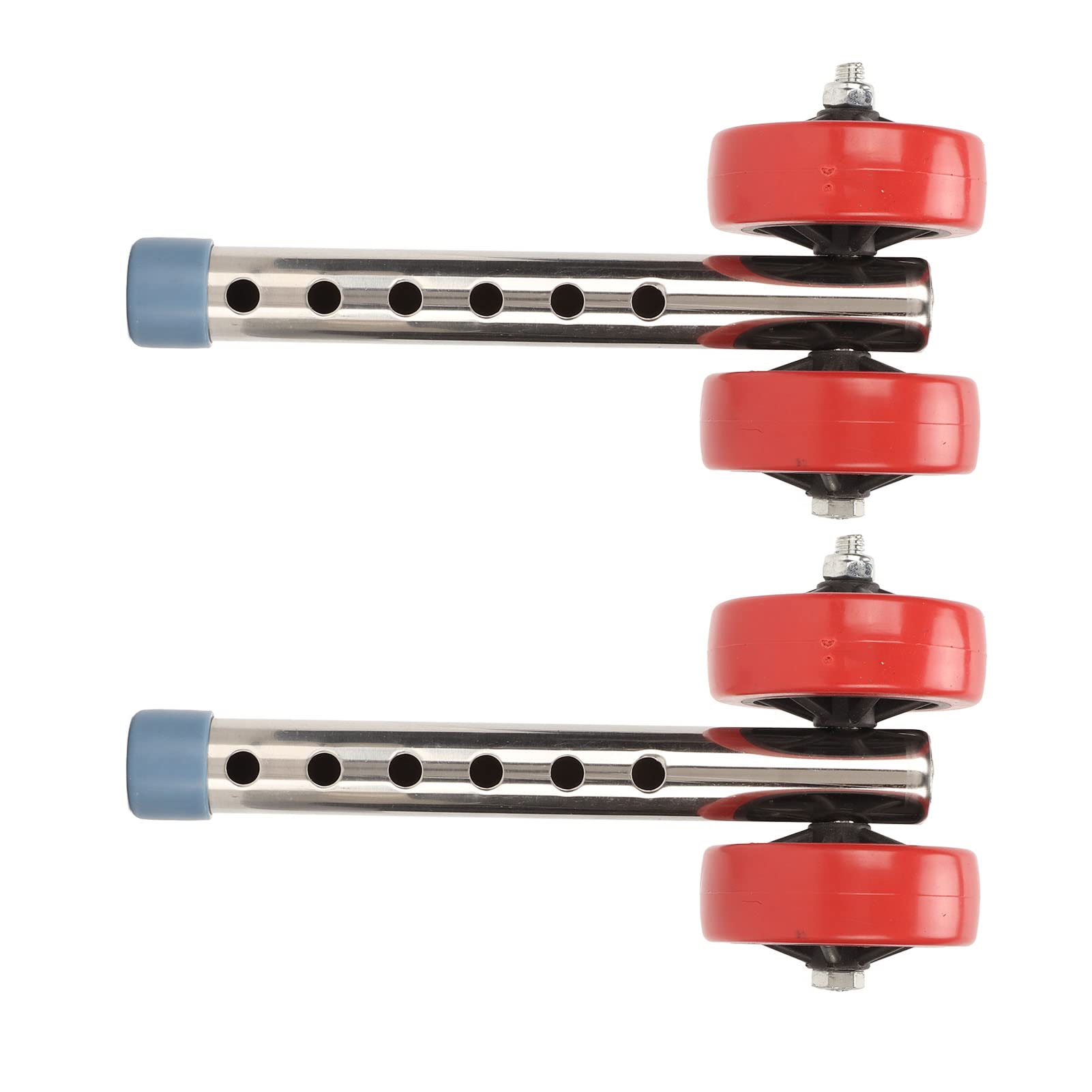 Fockety 1 Pair Walker Wheel, Sturdy Stainless Steel Walker Wheel Kit, Easily to Install Non Swivel Replacement Universal Walker Wheel with 6 Levels Height Adjustable for Most Walkers