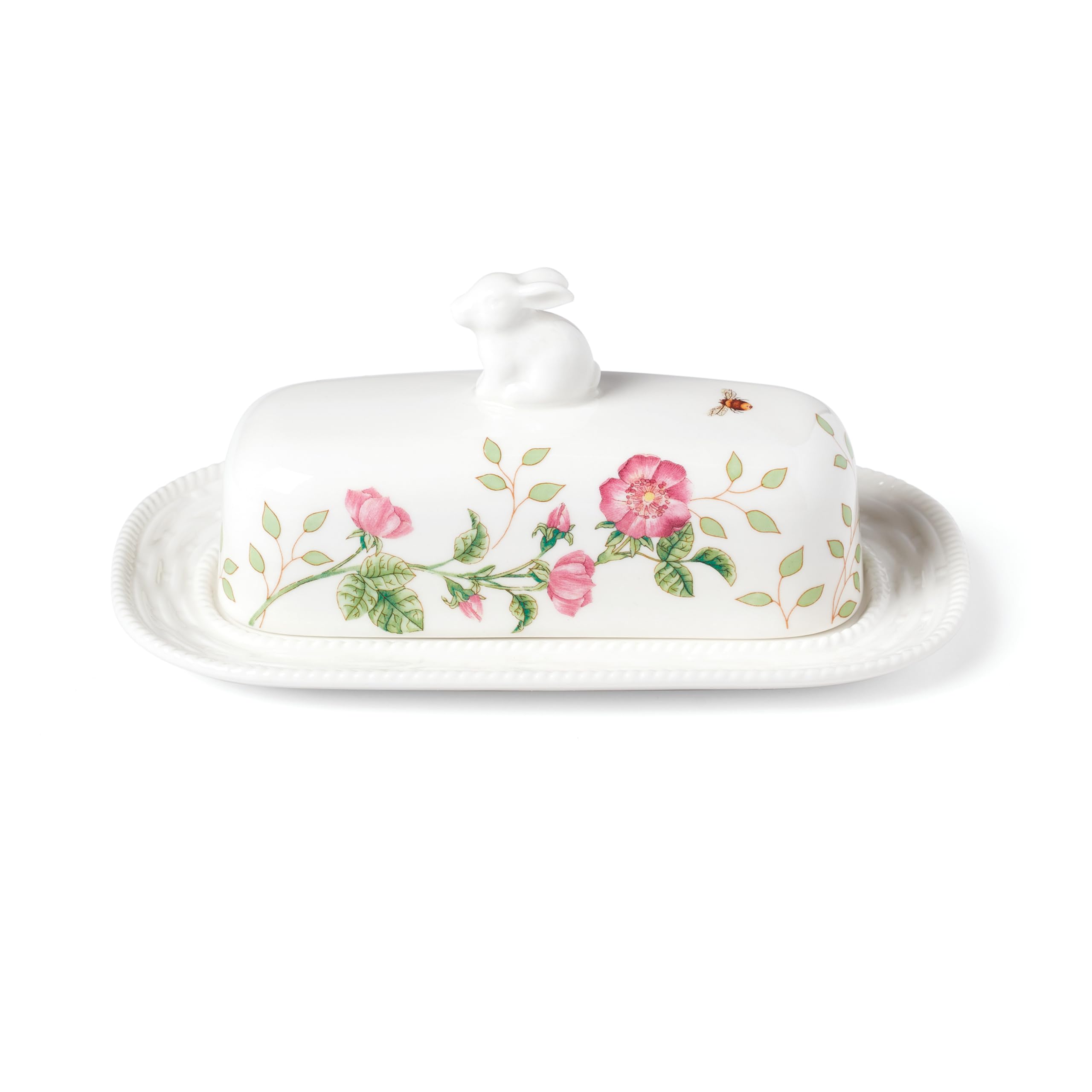 Lenox 893455 Butterfly Meadow Bunny Covered Butter Dish, Easter Serveware